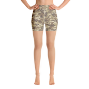 Brown Camo Pixel Yoga Shorts