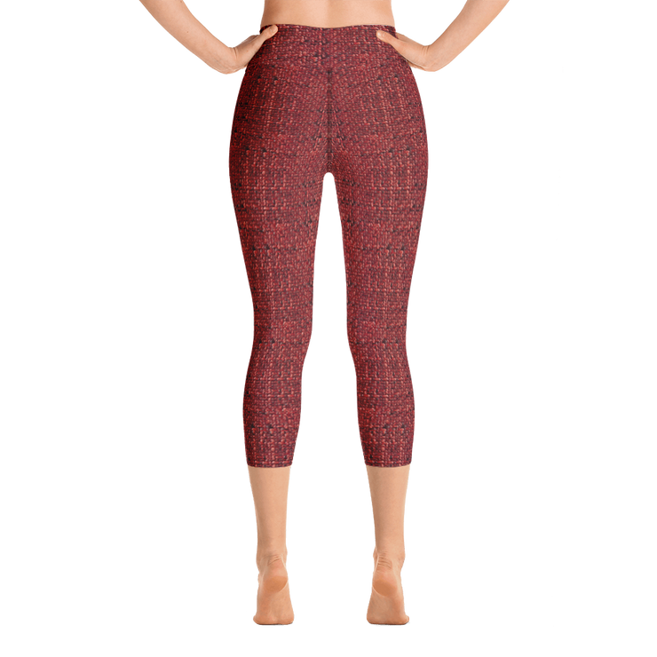 Red Bouclé Capri Yoga Pants