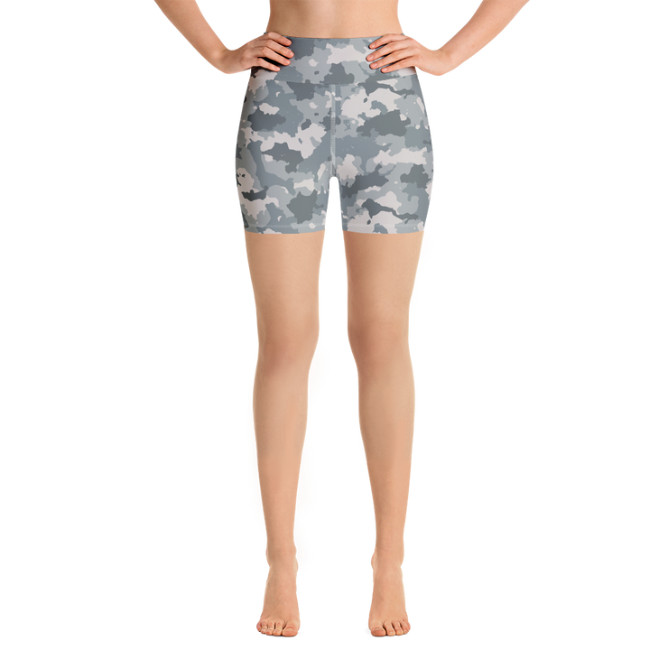 Grey Camo Yoga Shorts