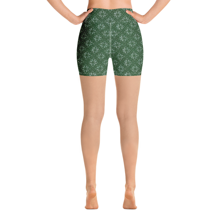 Forest Snowflake Yoga Shorts