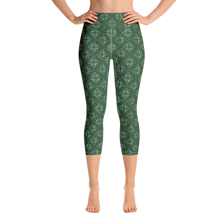 Forest Snowflake Capri Yoga Pants