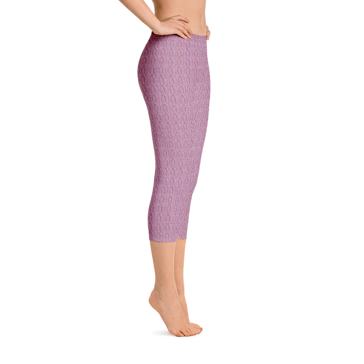 Pink Cable Knit Capri Leggings