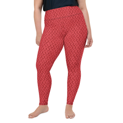 Red Lattice Knit Plus Size Leggings