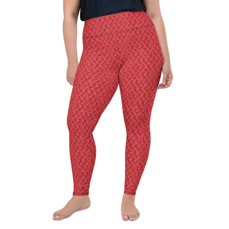 Red Lattice Knit Plus Size Leggings