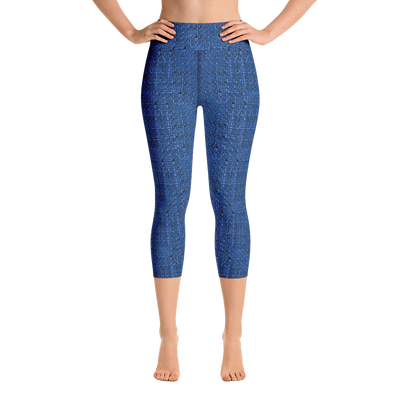 Blue Bouclé Capri Yoga Pants