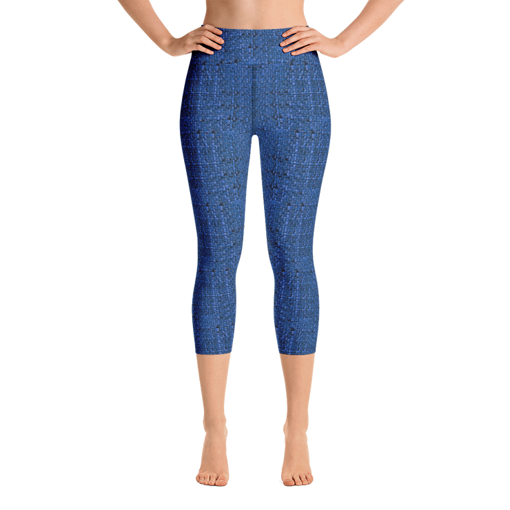 Blue Bouclé Capri Yoga Pants