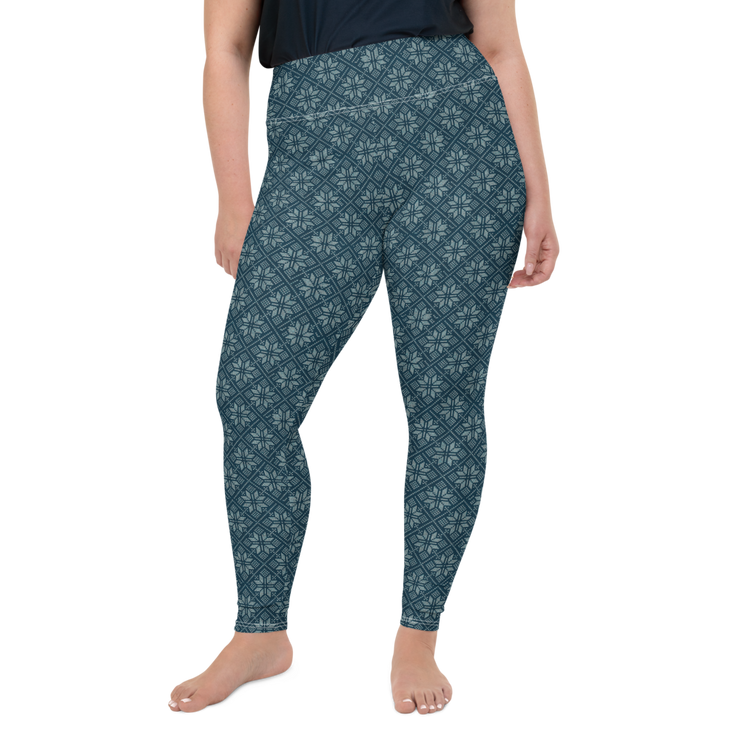 Navy Snowflake Plus Size Leggings