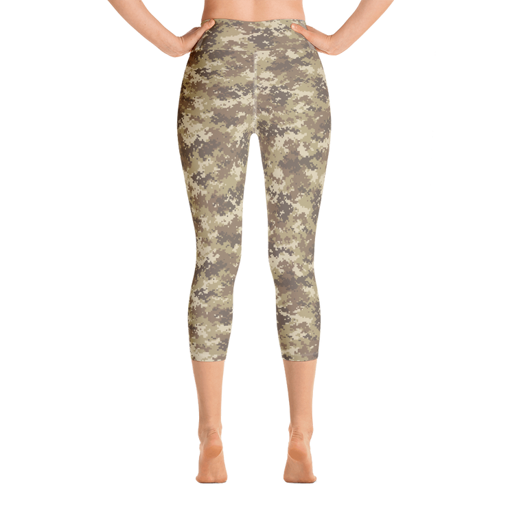 Brown Camo Pixel Capri Yoga Pants