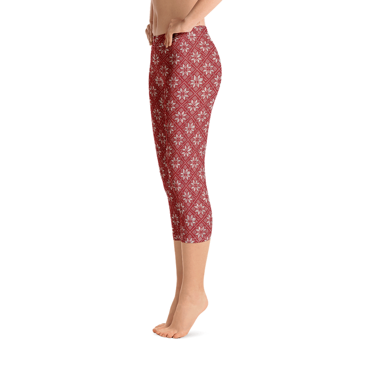 Scarlet Snowflake Capri Leggings