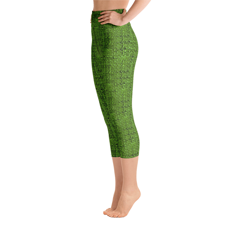 Green Bouclé Capri Yoga Pants