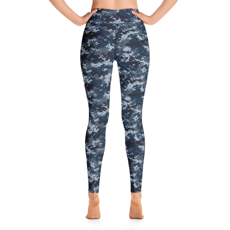 Blue Camo Pixel Yoga Pants