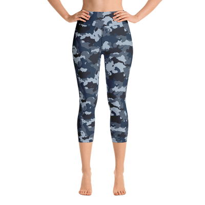 Blue Camo Capri Yoga Pants