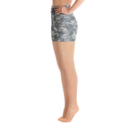 Grey Camo Pixel Yoga Shorts