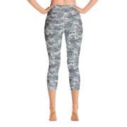 Grey Camo Pixel Capri Yoga Pants