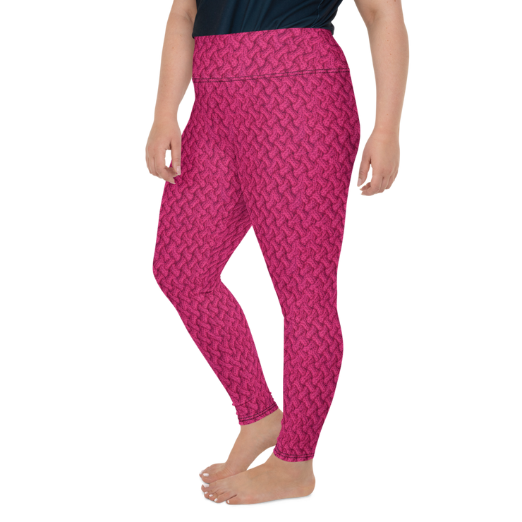 Magenta Lattice Knit Plus Size Leggings