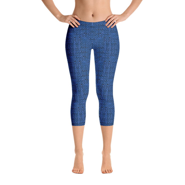 Blue Bouclé Capri Leggings