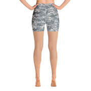 Grey Camo Pixel Yoga Shorts