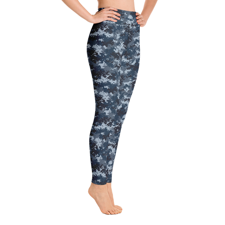 Blue Camo Pixel Yoga Pants