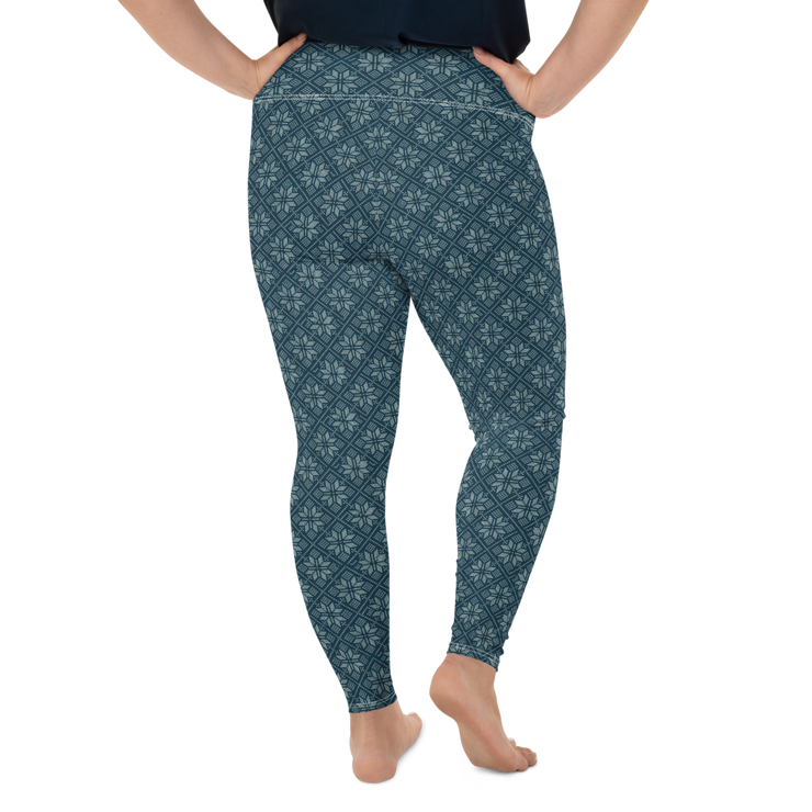 Navy Snowflake Plus Size Leggings