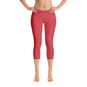 Red Lattice Knit Capri Leggings