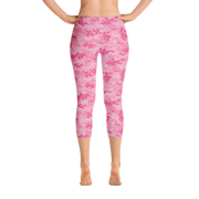 Pink Camo Pixel Capri Leggings