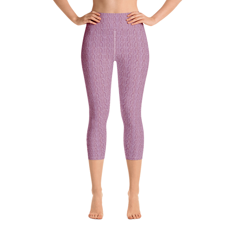 Pink Cable Knit Capri Yoga Pants