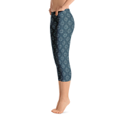 Navy Snowflake Capri Leggings