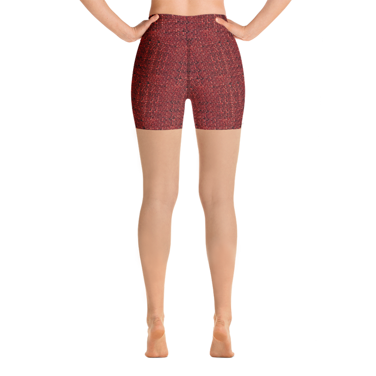 Red Bouclé Yoga Shorts