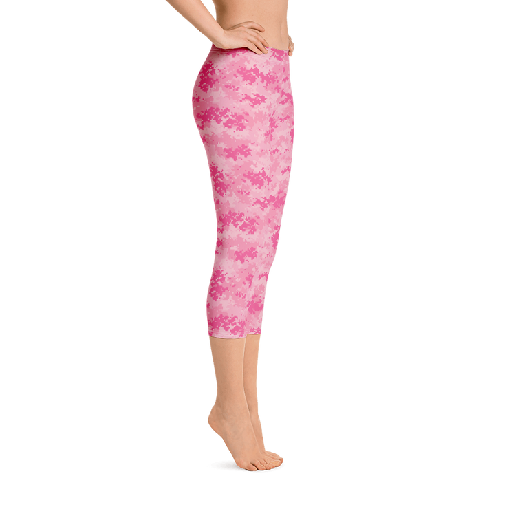 Pink Camo Pixel Capri Leggings