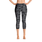 Black Camo Pixel Capri Leggings