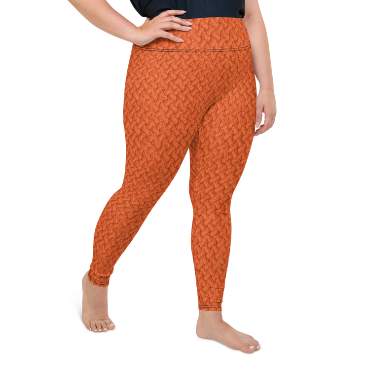 Orange Lattice Knit Plus Size Leggings