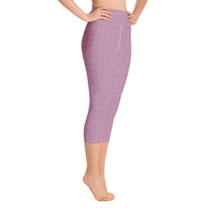 Pink Cable Knit Capri Yoga Pants