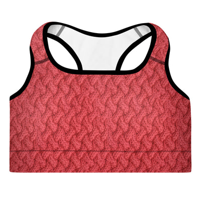 Red Lattice Knit Sports Bra