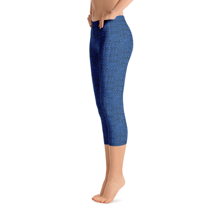 Blue Bouclé Capri Leggings