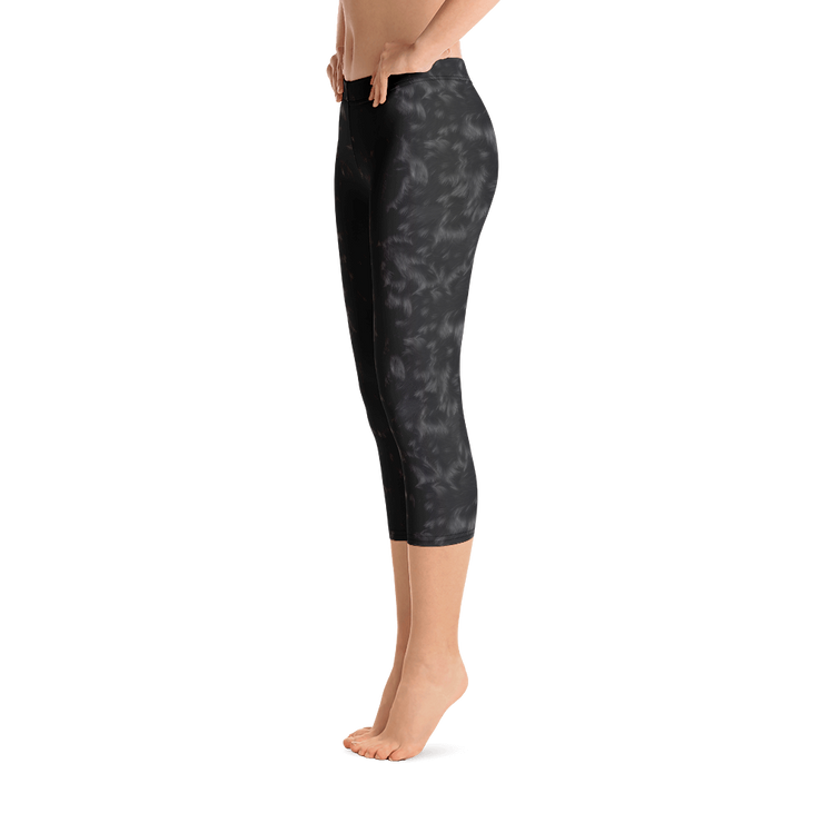 Black Fur Capri Leggings