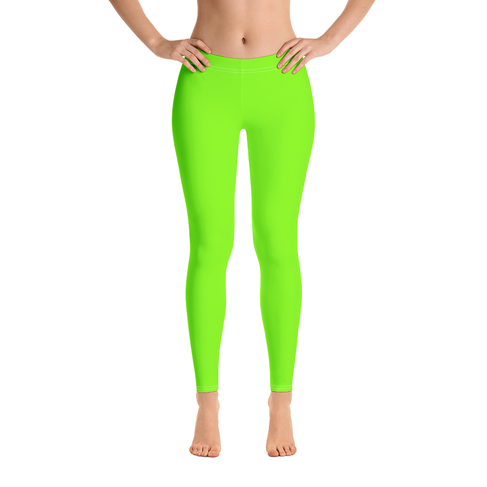 Caution Signs Leggings Warning Workout Clothing Neon Green Printed