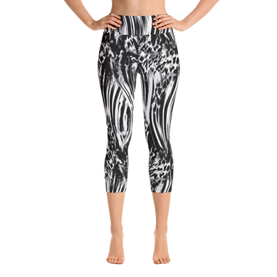 Fused Black & White Capri Yoga Pants