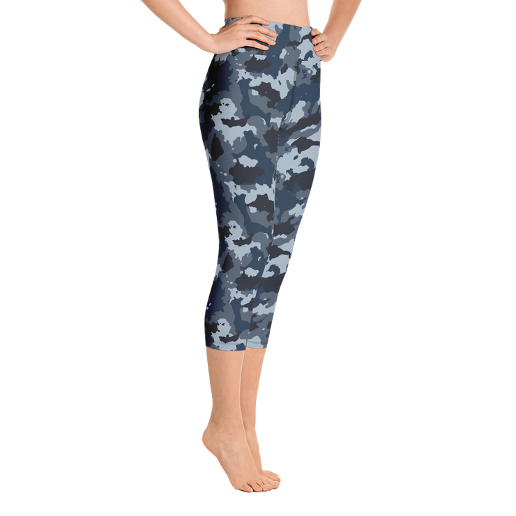 Blue Camo Capri Yoga Pants