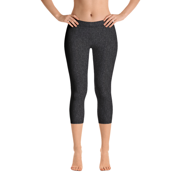 Black Denim Jean 256 Capri Leggings