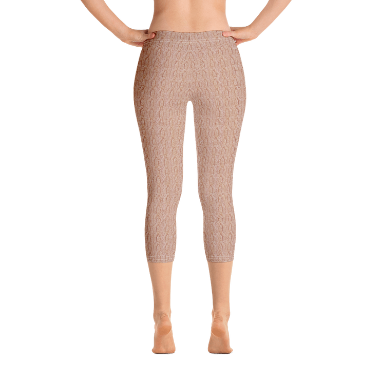 Peach Cable Knit Capri Leggings