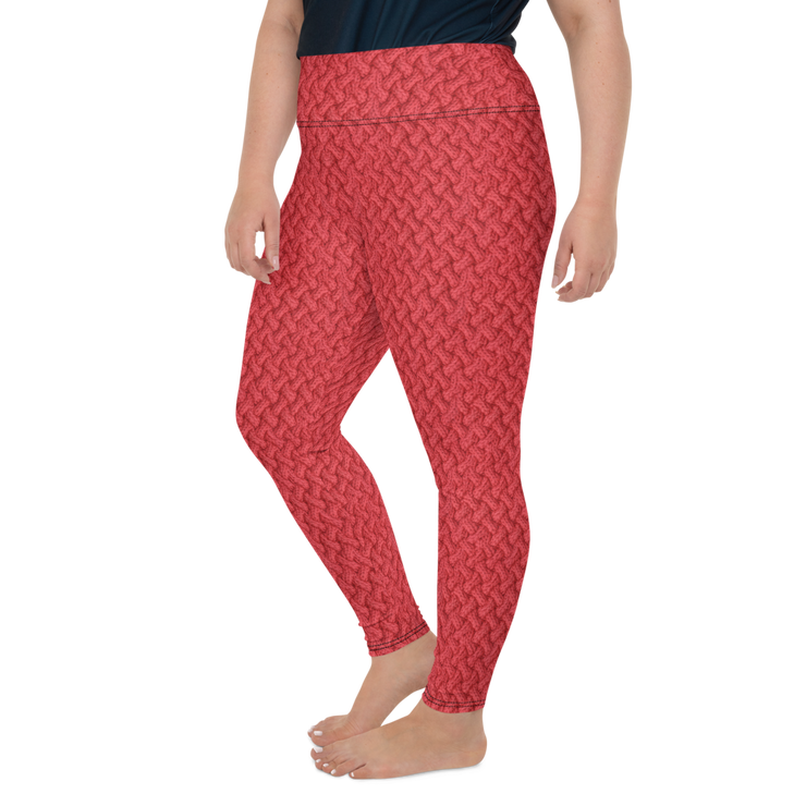 Red Lattice Knit Plus Size Leggings