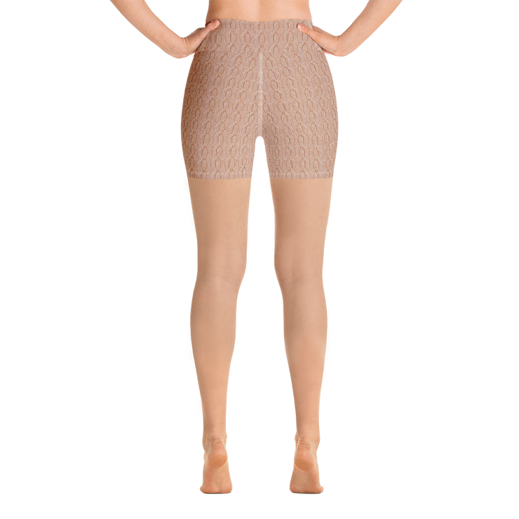 Peach Cable Knit Yoga Shorts