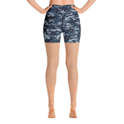 Blue Camo Pixel Yoga Shorts