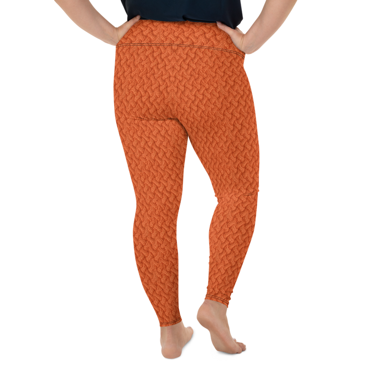 Orange Lattice Knit Plus Size Leggings