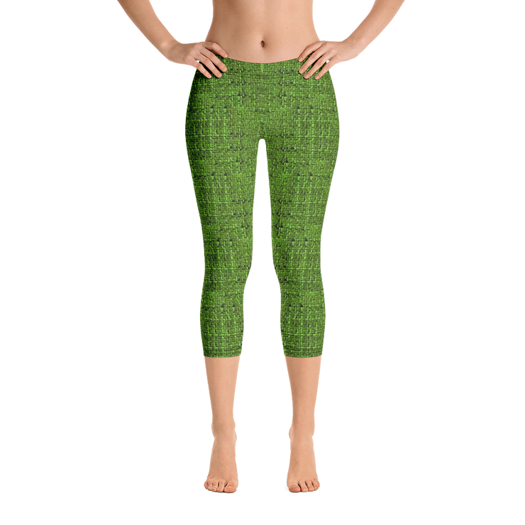 Green Bouclé Capri Leggings