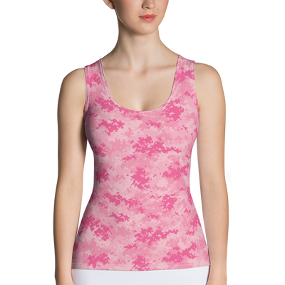 Pink Camo Pixel Dip Hem Tank Top