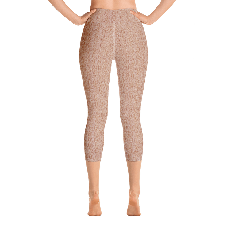 Peach Cable Knit Capri Yoga Pants