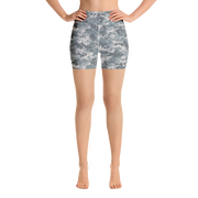 Grey Camo Pixel Yoga Shorts