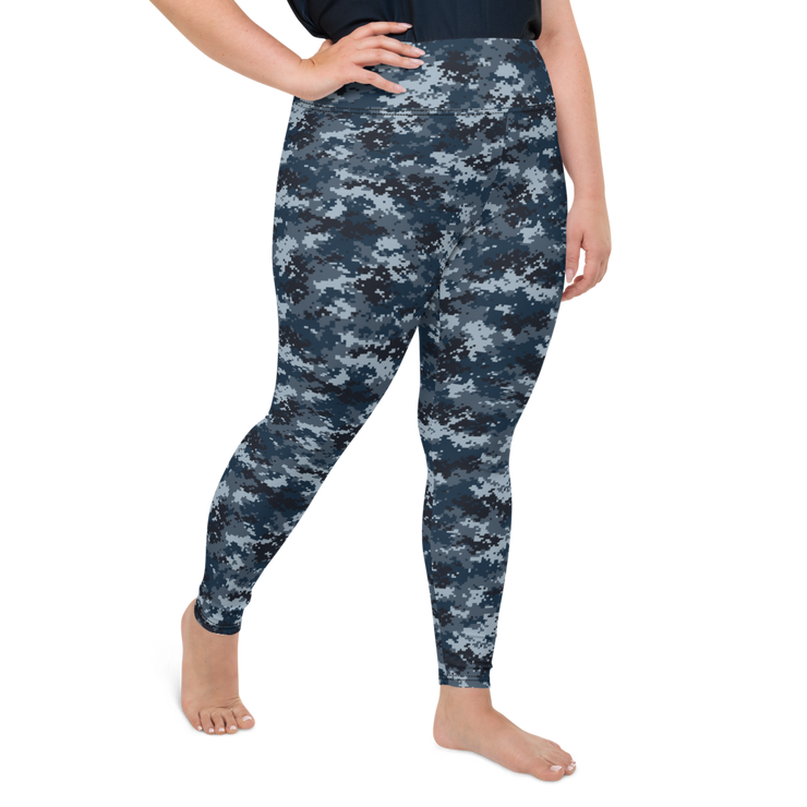 Blue Camo Pixel Plus Size Leggings