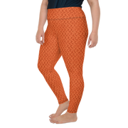 Orange Lattice Knit Plus Size Leggings